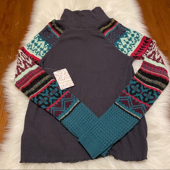 NWT Free People Prism Sweater Sleeve Top XS - Picture 4 of 6